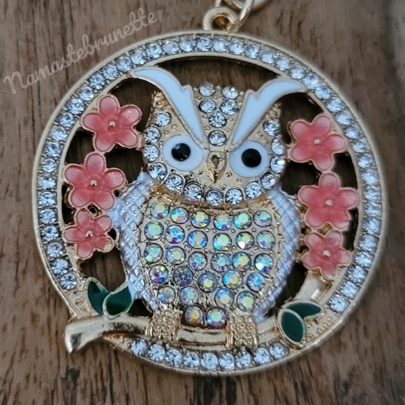 2/$20 Boho Owl Crystal Rhinestone Keychain Bag Charm - Picture 1 of 5